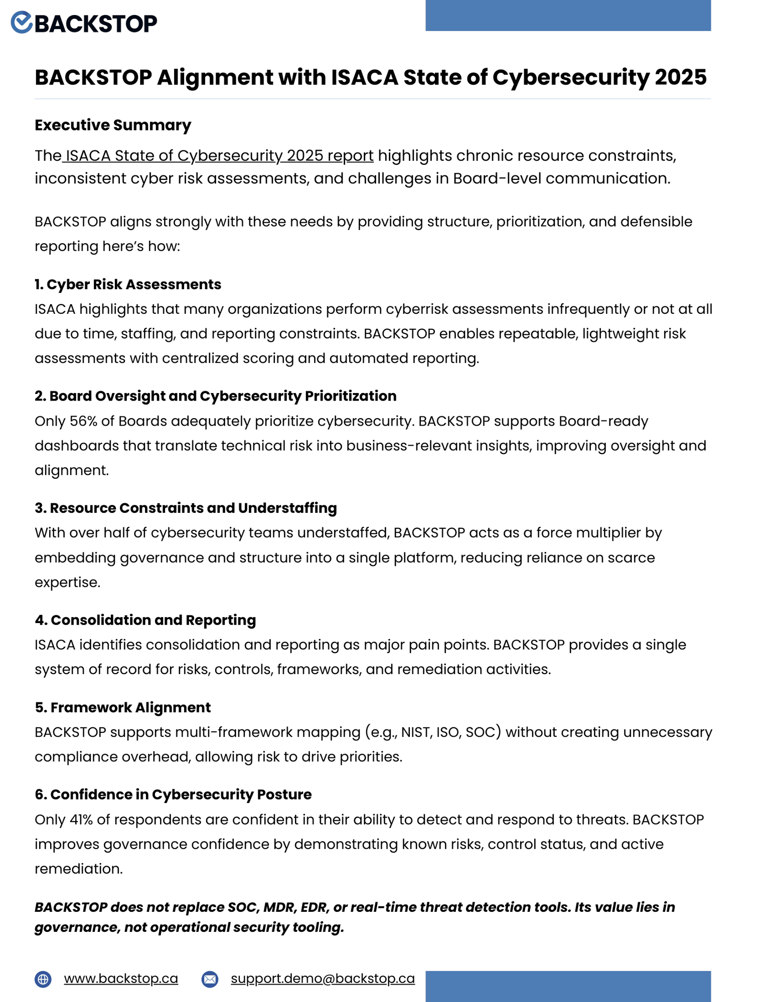BACKSTOP ISACA Cybersecurity 2025-1